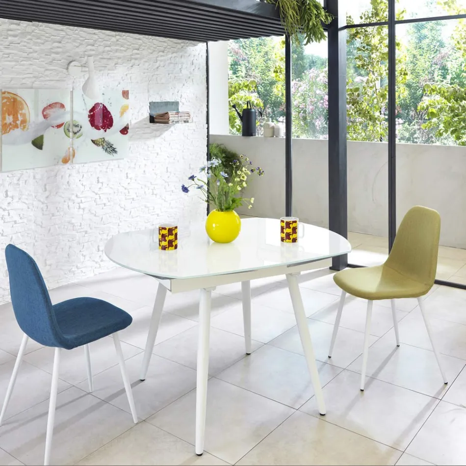 Esstisch verlängerbar mit Glas Tischplatte Japan New Viadurini