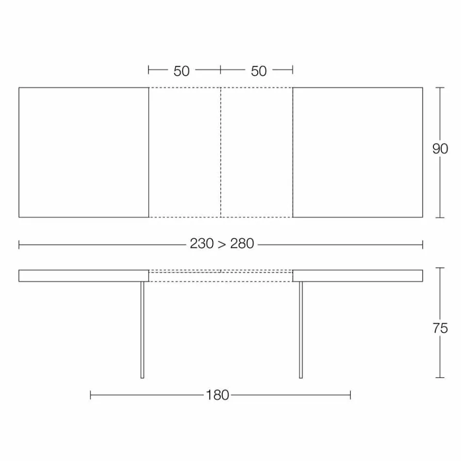 Ausziehbarer Esstisch Bis zu 280 cm aus Holz und Glas Made in Italy - Focus Viadurini