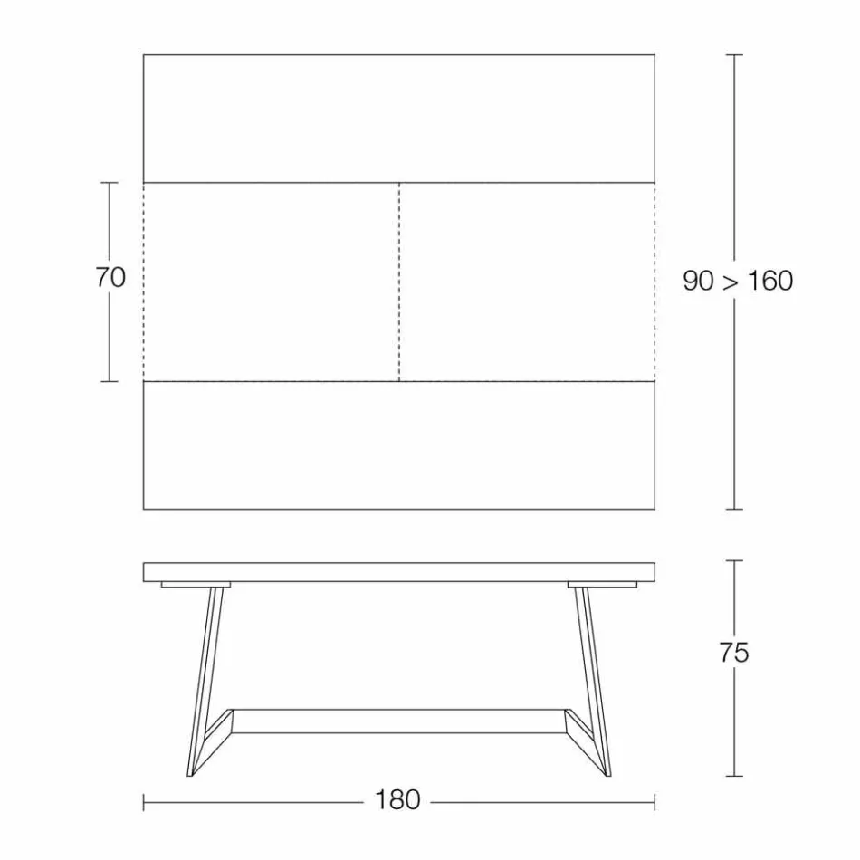 Ausziehbarer Esstisch Bis zu 160 cm aus Holz Made in Italy - Eugenia Viadurini
