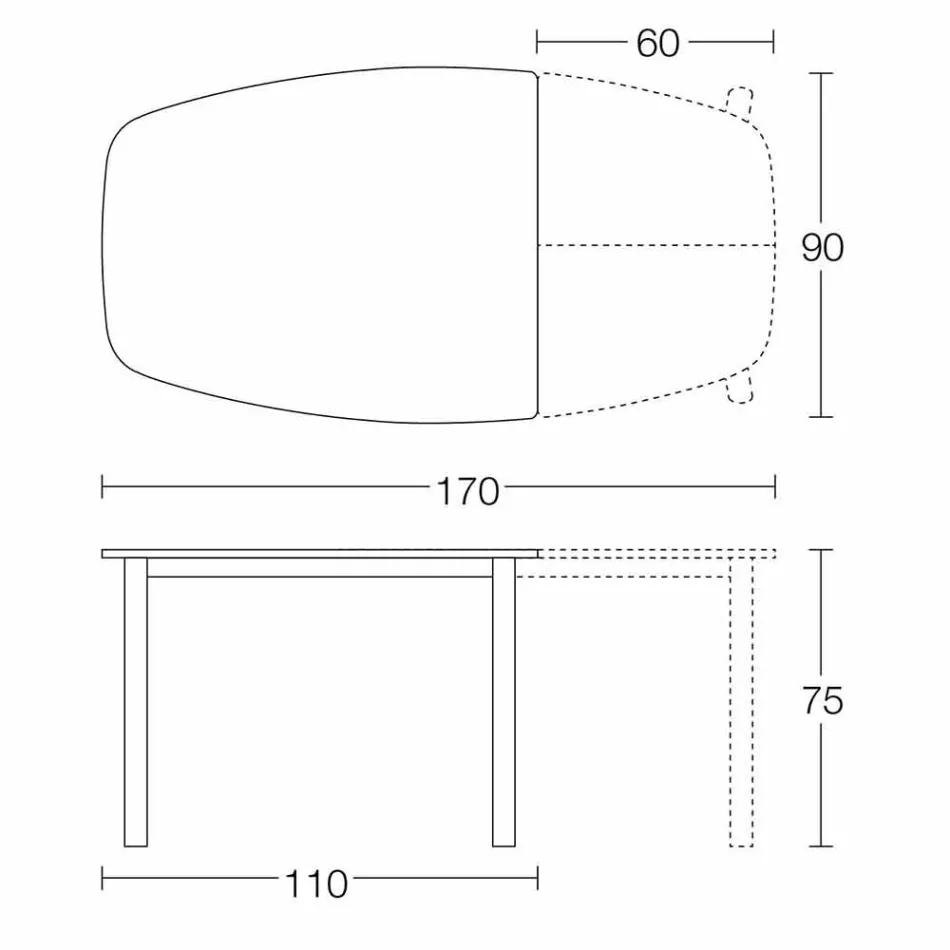 Ausziehbarer Esstisch Bis zu 170 cm aus Keramik Made in Italy - Tremiti Viadurini