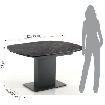 Ausziehbarer Esstisch bis 180 cm in Keramik und Stahl - Catone