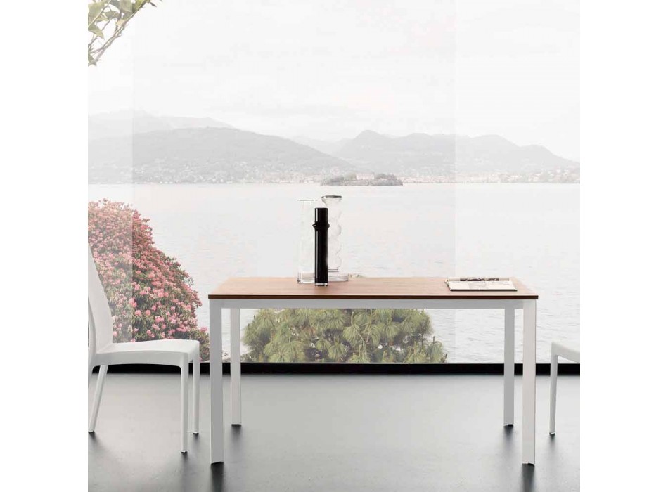 Ausziehbarer Esstisch Bis zu 230 cm aus Melamin Made in Italy - Platin Viadurini