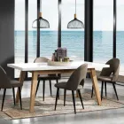 Ausziehbarer Esstisch Bis zu 235 cm aus weiß lackiertem Mdf - Fedora Viadurini