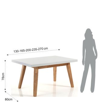 Ausziehbarer Esstisch Bis zu 235 cm aus weiß lackiertem Mdf - Fedora