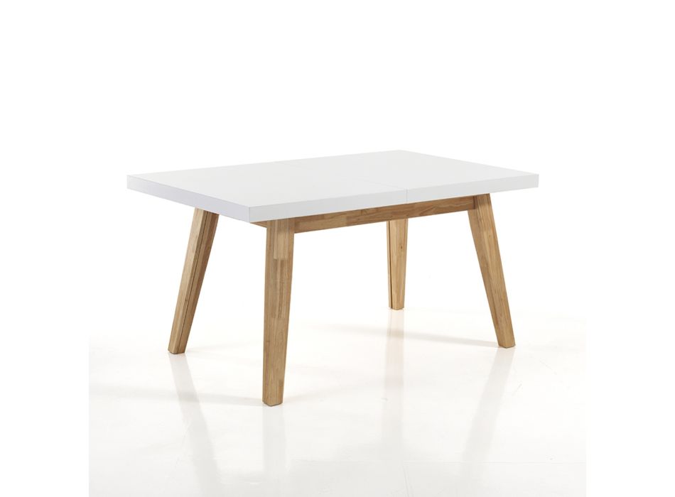 Ausziehbarer Esstisch Bis zu 235 cm aus weiß lackiertem Mdf - Fedora Viadurini