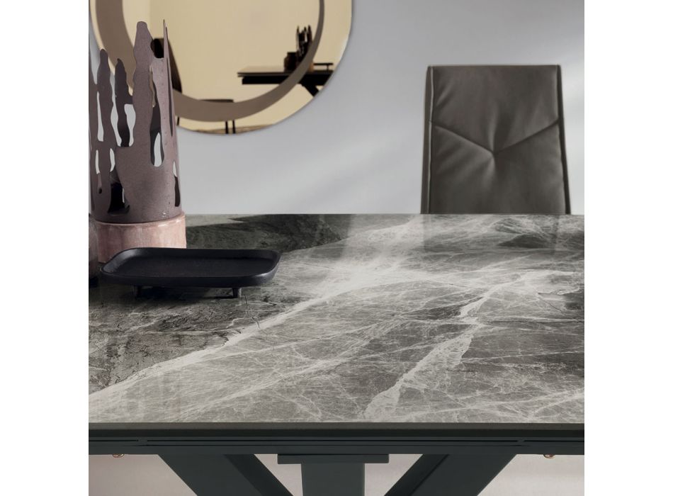 Ausziehbarer Esstisch bis 240 cm aus Feinsteinzeug - Domagnano Viadurini