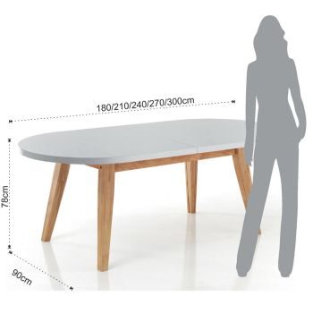 Ausziehbarer Esstisch Bis zu 270 cm aus Mdf und Massivholz - Fedora