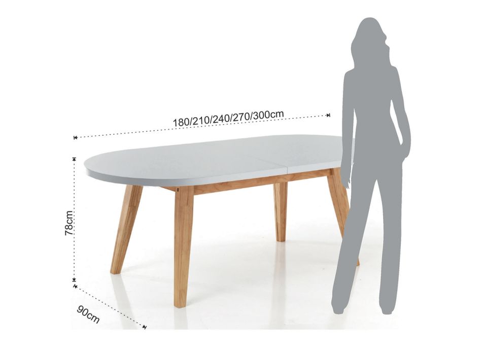Ausziehbarer Esstisch Bis zu 270 cm aus Mdf und Massivholz - Fedora Viadurini