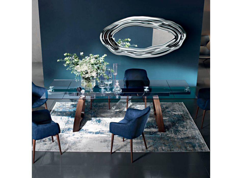 Ausziehbarer Esstisch bis 280 cm aus Glas Made in Italy - Antimo Viadurini
