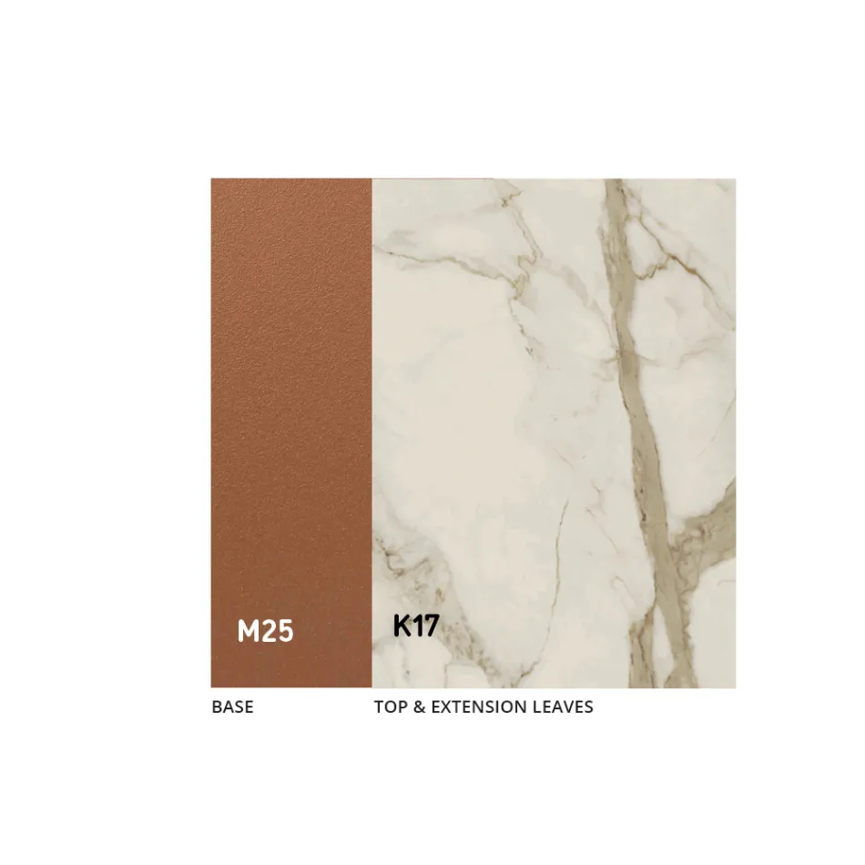 Ausziehbarer Esstisch bis zu 280 oder 298 cm, Keramik, Metall - Revia Viadurini