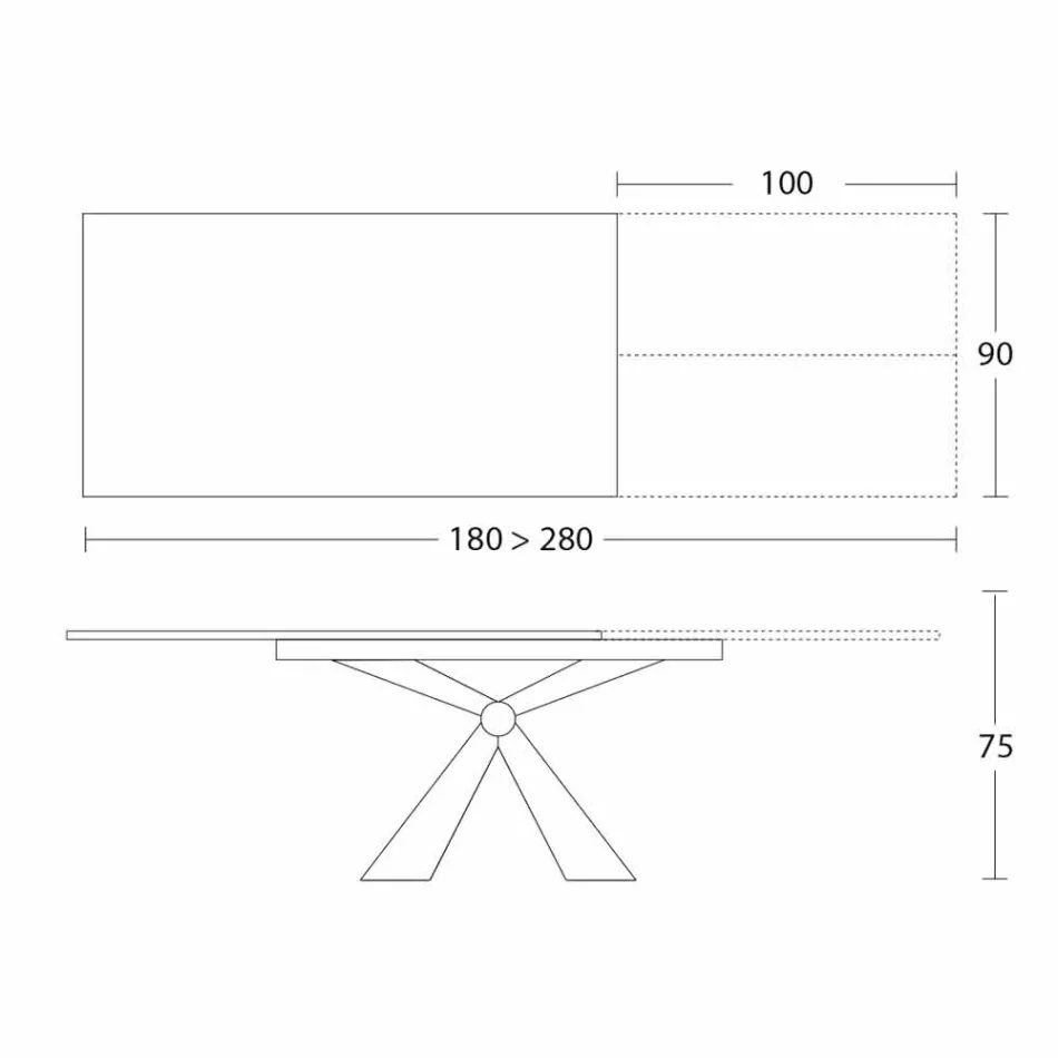 Ausziehbarer Esstisch Bis zu 298 cm aus Keramik Made in Italy - Anaconda Viadurini