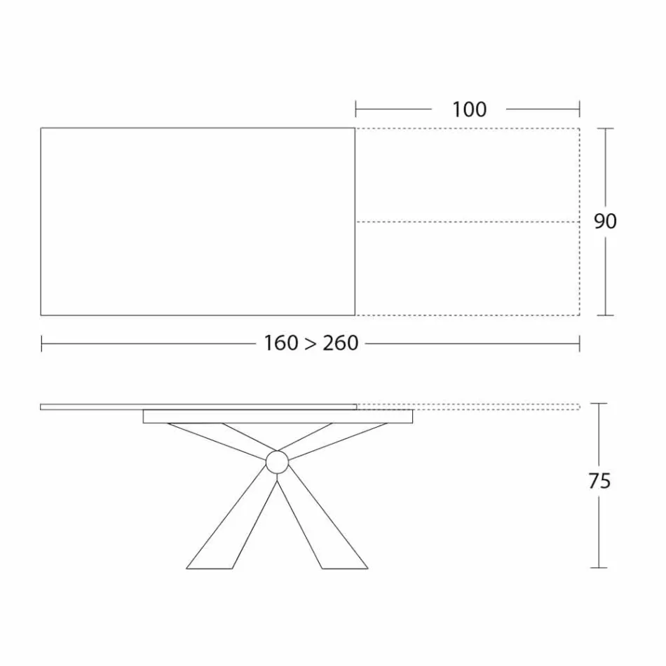 Ausziehbarer Esstisch Bis zu 298 cm aus Keramik Made in Italy - Anaconda Viadurini