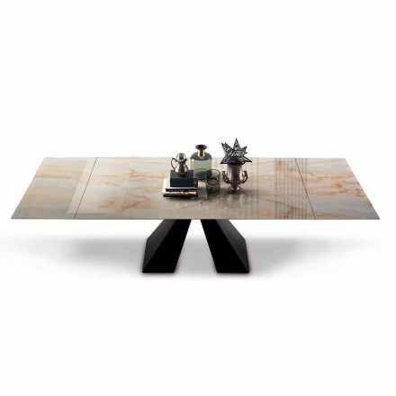 Ausziehbarer Esstisch bis 300 cm aus Hypermarble, hergestellt in Italien – Dalmatiner Viadurini