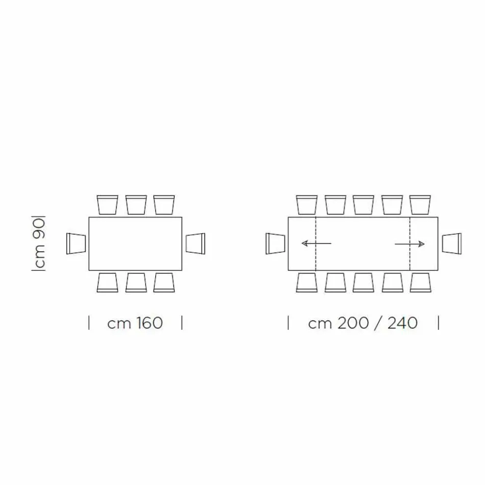 Ausziehbarer Esstisch bis 300 cm aus Laminat, hergestellt in Italien – Grotta Viadurini