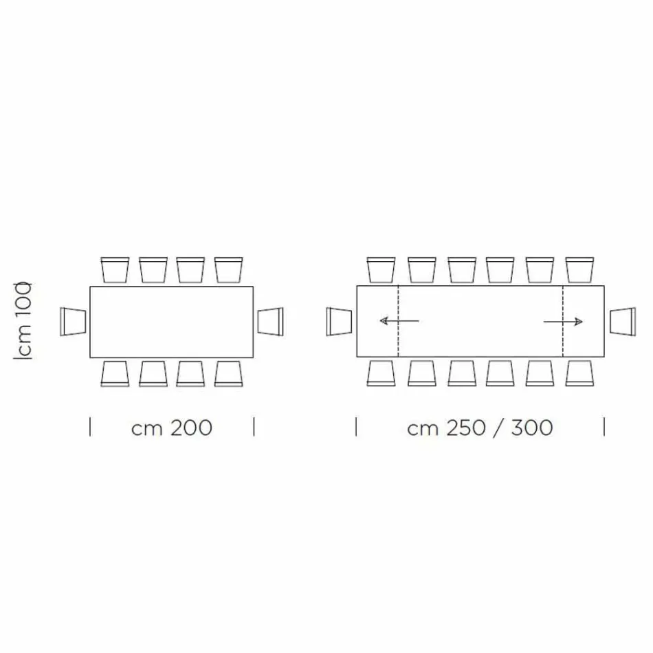 Ausziehbarer Esstisch bis 300 cm aus Laminat, hergestellt in Italien – Grotta Viadurini