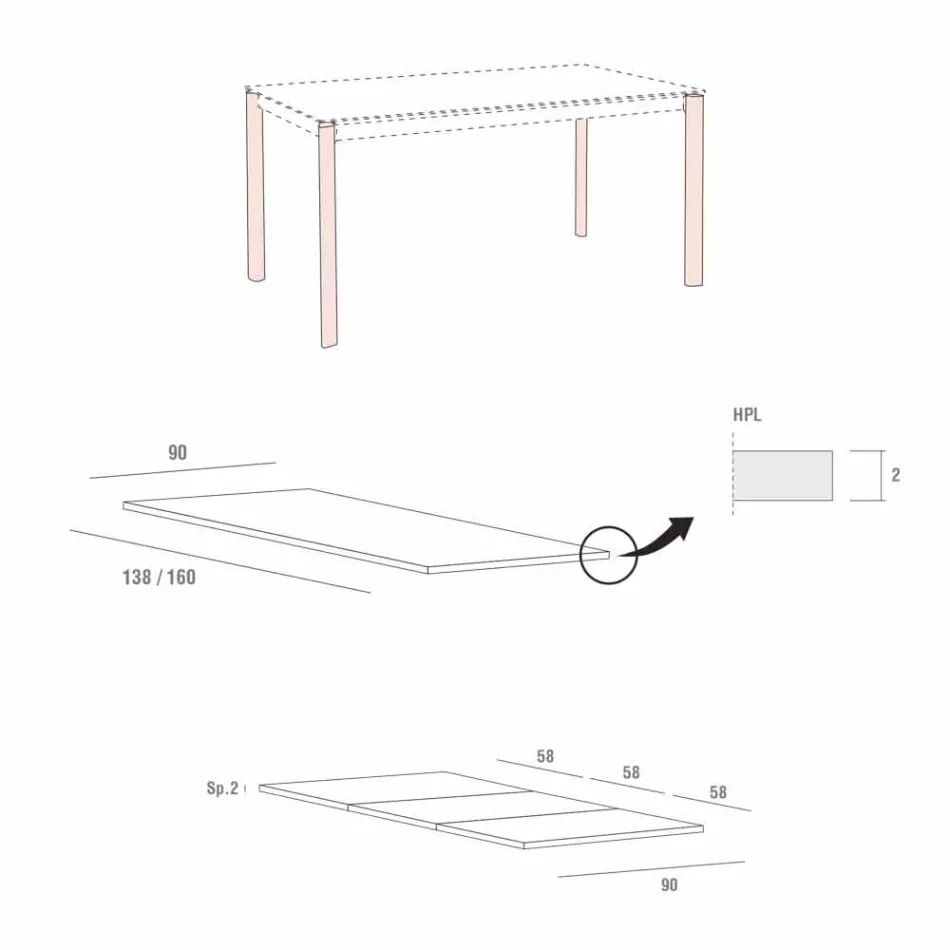 Ausziehbarer Esstisch Bis zu 334 cm Holzoptik Made in Italy - Maltesisch Viadurini