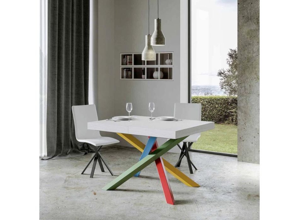 Ausziehbarer Esstisch bis 440 cm, Holzplatte, hergestellt in Italien – Boan Viadurini