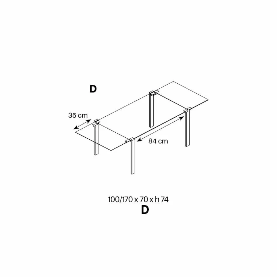 Ausziehbarer Esstisch aus extraleichtem Glas und Metall Made in Italy - Sopot Viadurini