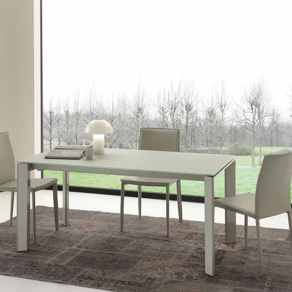 Ausziehbarer Esstisch aus gehärtetem Glas - Faleria Viadurini