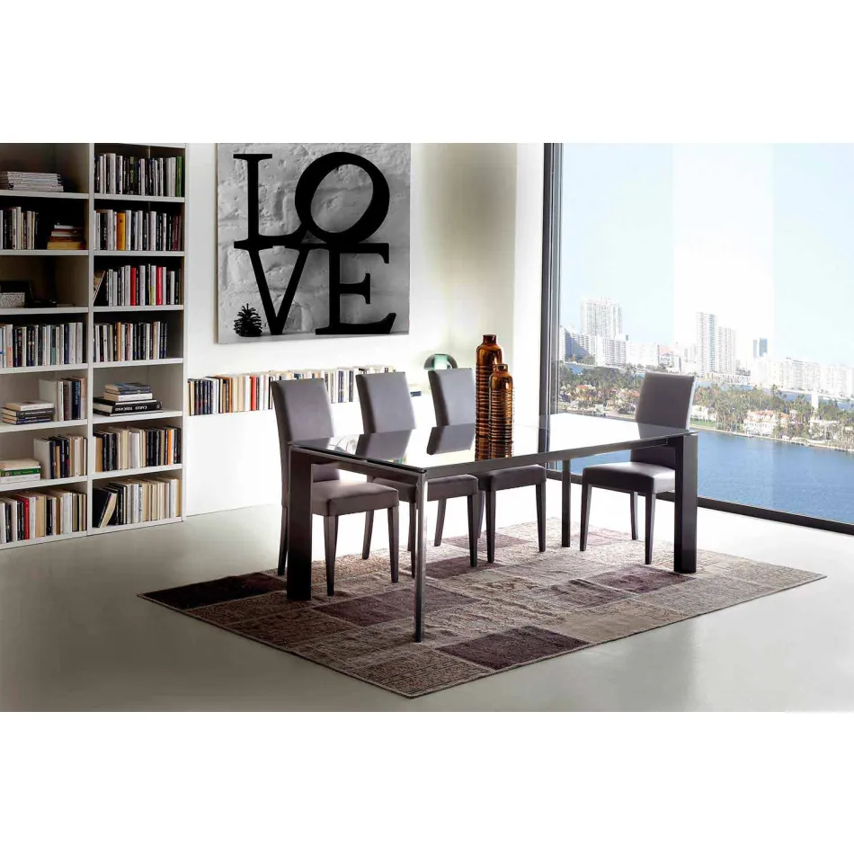 Ausziehbarer Esstisch aus gehärtetem Glas - Faleria Viadurini