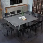 Ausziehbarer und breiterer Esstisch aus Melamin und Metall – Devendra Viadurini