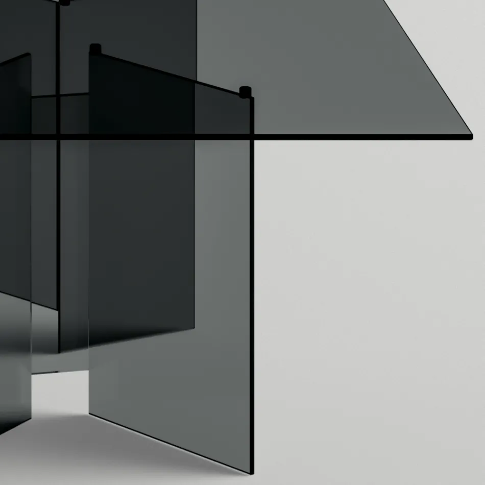 Esstisch mit Untergestell und rechteckiger Glasplatte Made in Italy - Thommy Viadurini