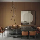 Esstisch mit Untergestell und rechteckiger Glasplatte Made in Italy - Thommy Viadurini