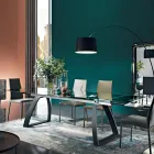 Esstisch mit ausziehbarer Glasplatte, hergestellt in Italien – Antimo Viadurini