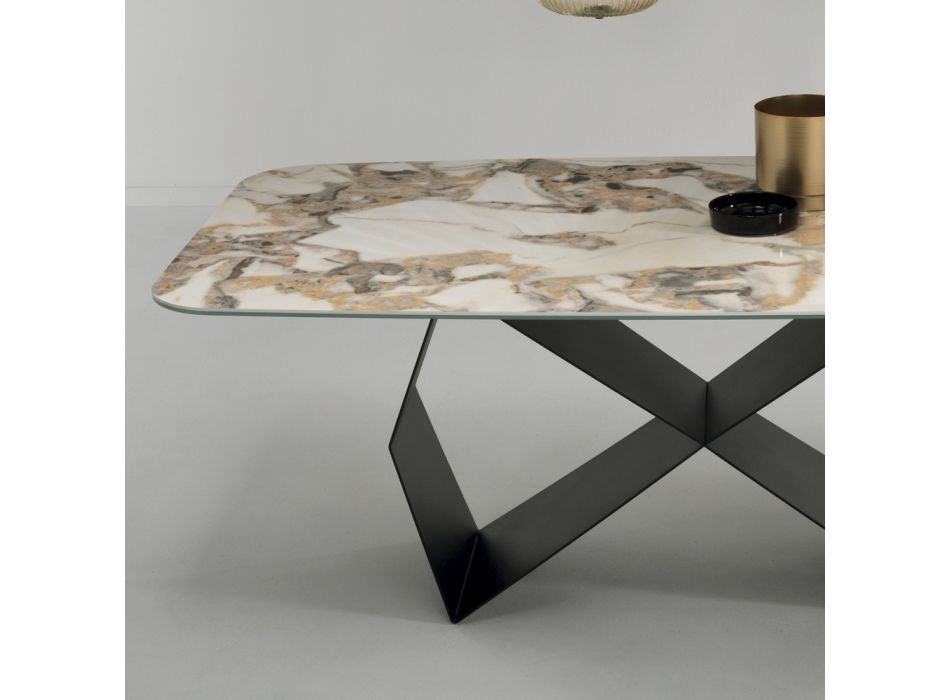 Esstisch mit Keramikplatte in Marmoroptik Made in Italy - Mirco Viadurini
