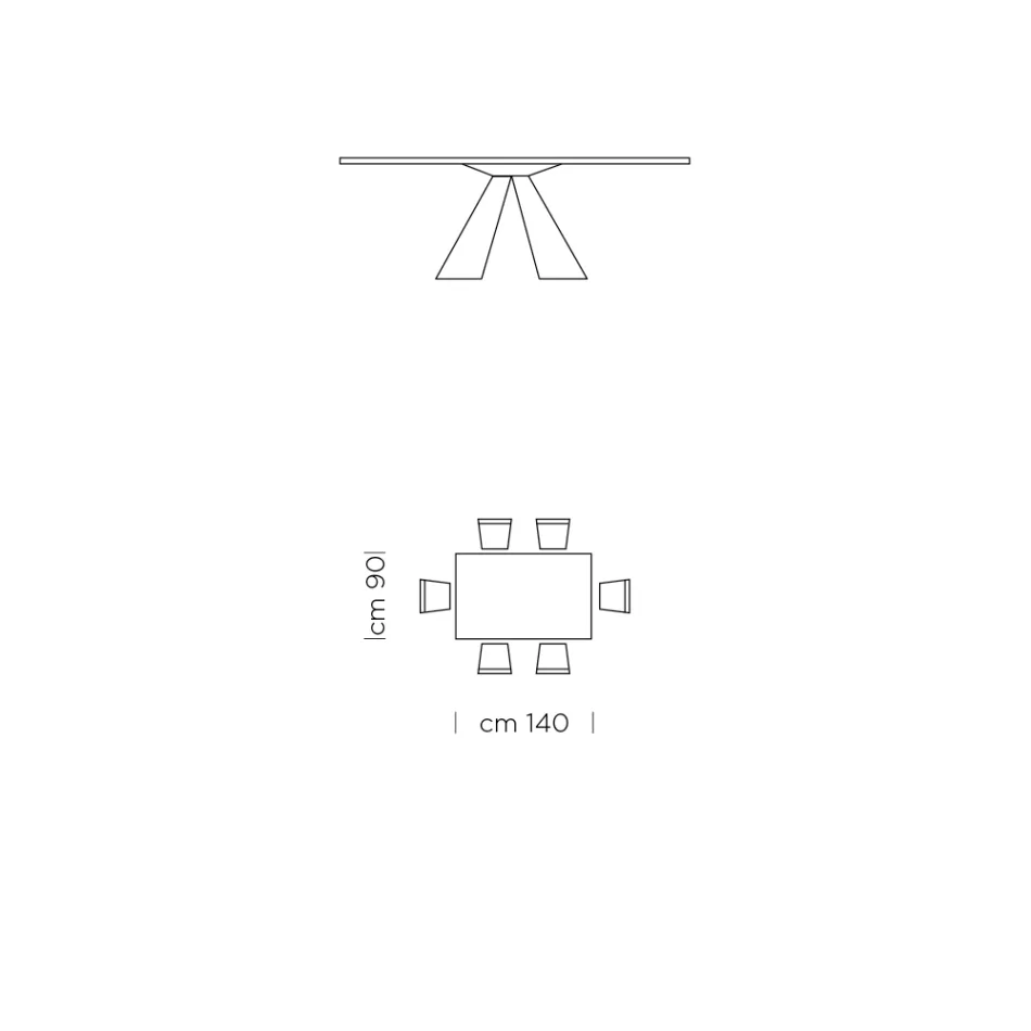 Esstisch mit Fenix-Platte und Stahlgestell, hergestellt in Italien – Dalmatiner Viadurini