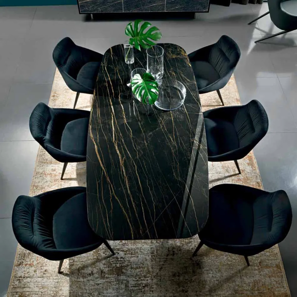 Esstisch mit Platte aus edlem Hypermarmor Made in Italy - Settimmio Viadurini