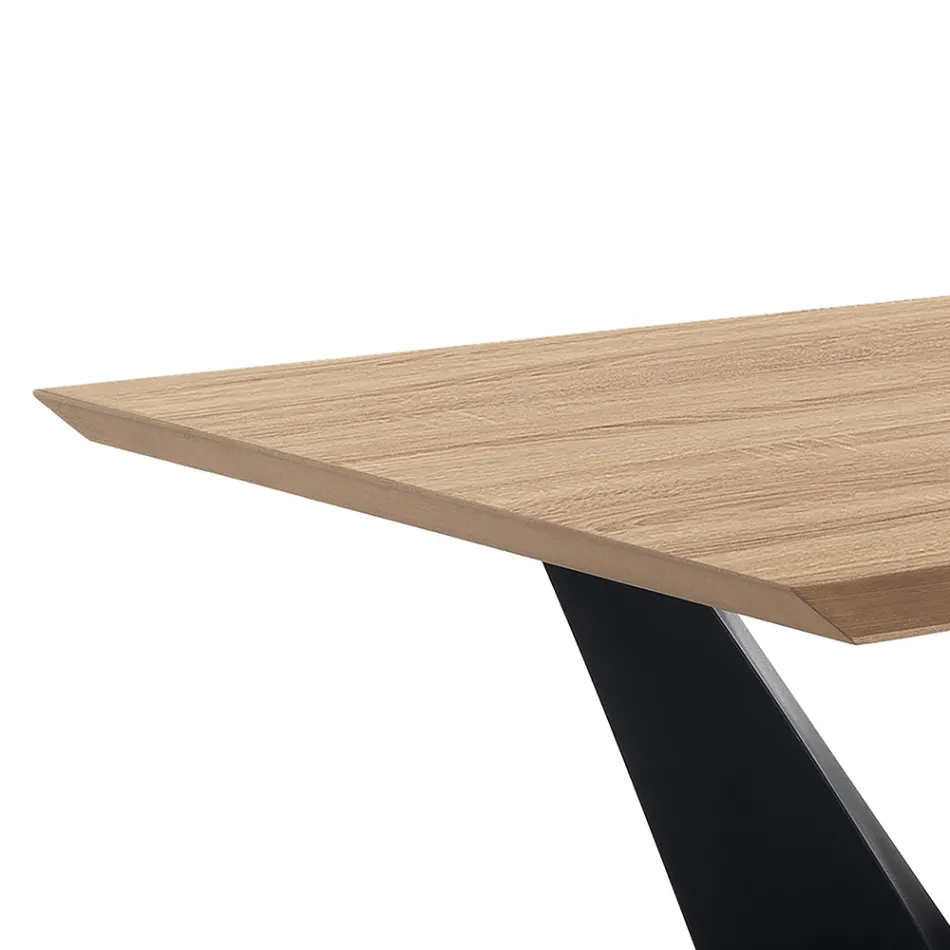 Esstisch mit Platte in Mdf furnierter Eiche - Helene Viadurini