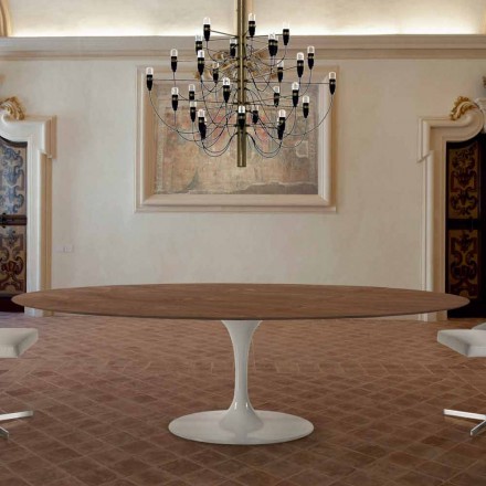 Esstisch mit ovaler Platte Made in Italy Edelfurnier - Dollars Viadurini