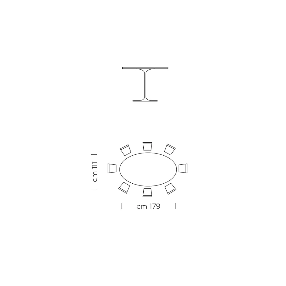 Esstisch mit ovaler Platte aus HPL-Laminat, hergestellt in Italien – Dollars Viadurini