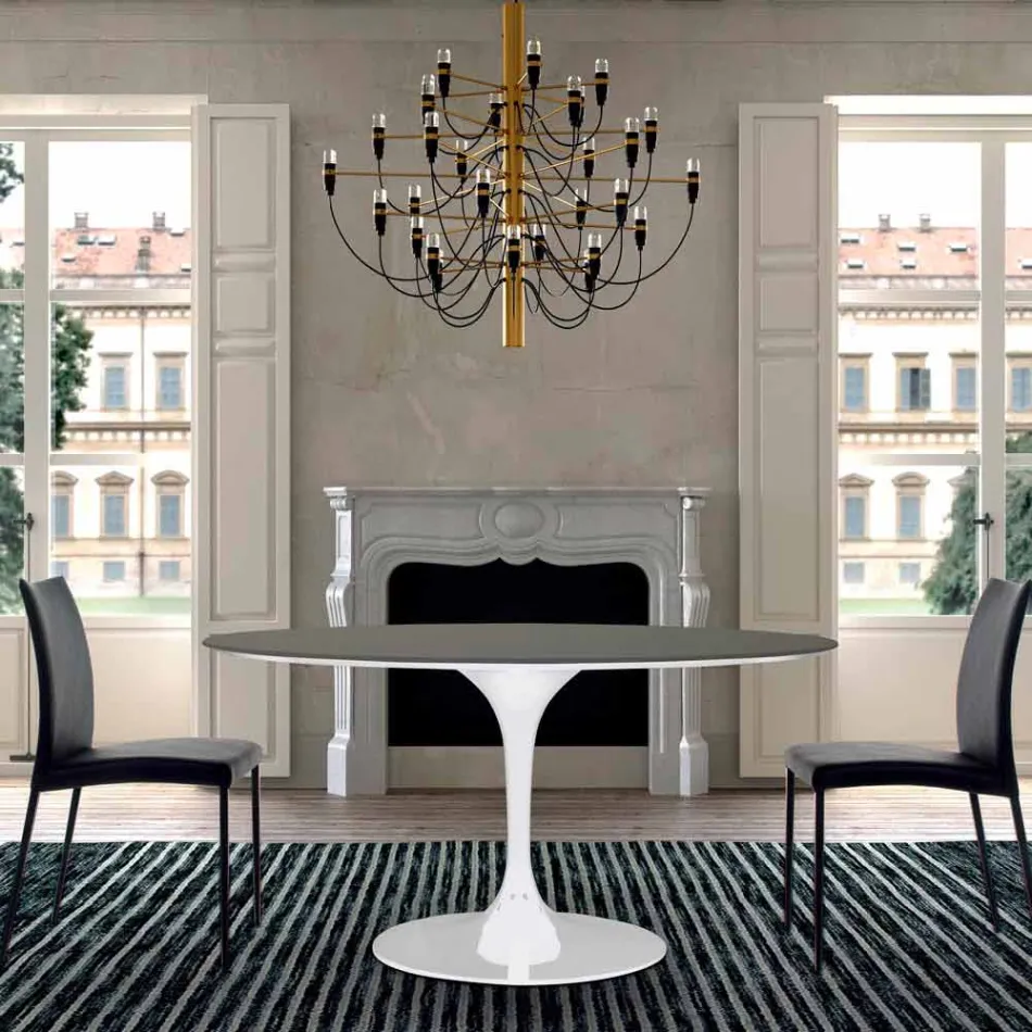 Esstisch mit runder Platte aus hochwertigem Fenix, hergestellt in Italien – Dollars Viadurini