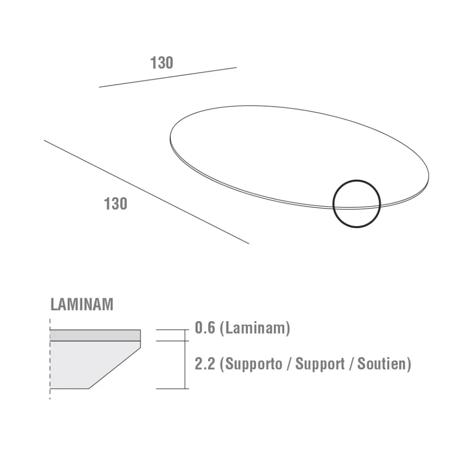Esstisch mit runder Laminatplatte, hergestellt in Italien – Lingotto Viadurini