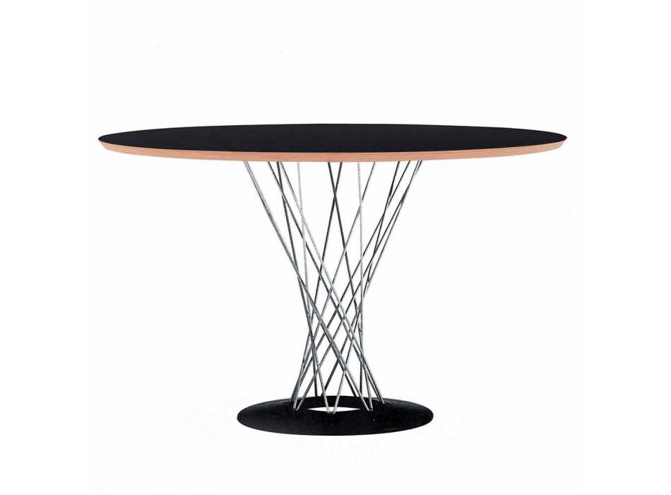 Esstisch mit runder Platte aus schwarzem Laminat Made in Italy - Plaza Viadurini