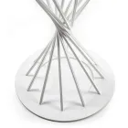 Esstisch mit runder Platte aus gehärtetem Glas und Stahlsockel - Mileto Viadurini