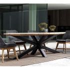 Outdoor-Esstisch mit ovaler Teakholzplatte, Homemotion – Selenia Viadurini