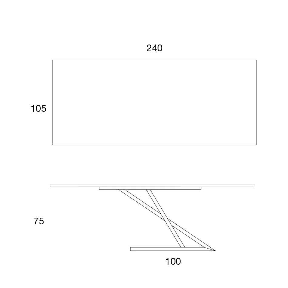 Design-Esstisch mit Metallplatte aus Nussbaum Canaletto - Zorato Wood Viadurini
