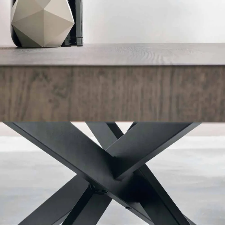 Design Esstisch aus Eiche und Metall made Italy Oncino Viadurini