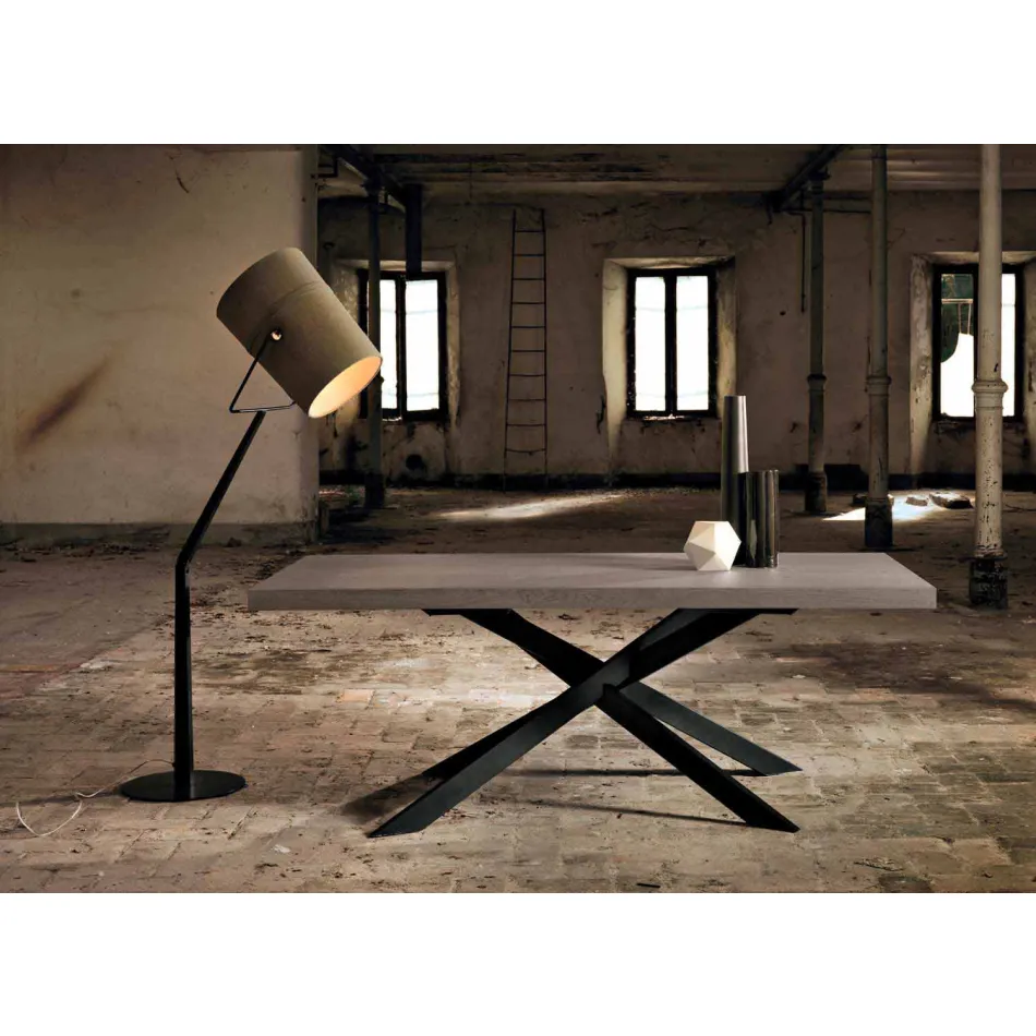 Design Esstisch aus Eiche und Metall made Italy Oncino Viadurini