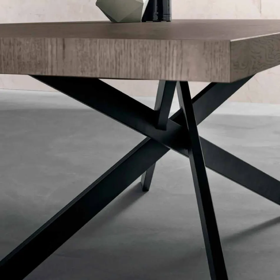Design Esstisch aus Eiche und Metall made Italy Oncino Viadurini