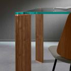 Luxus Esstisch Glasplatte und Holzbeine 4 Größen - Kuduro Viadurini