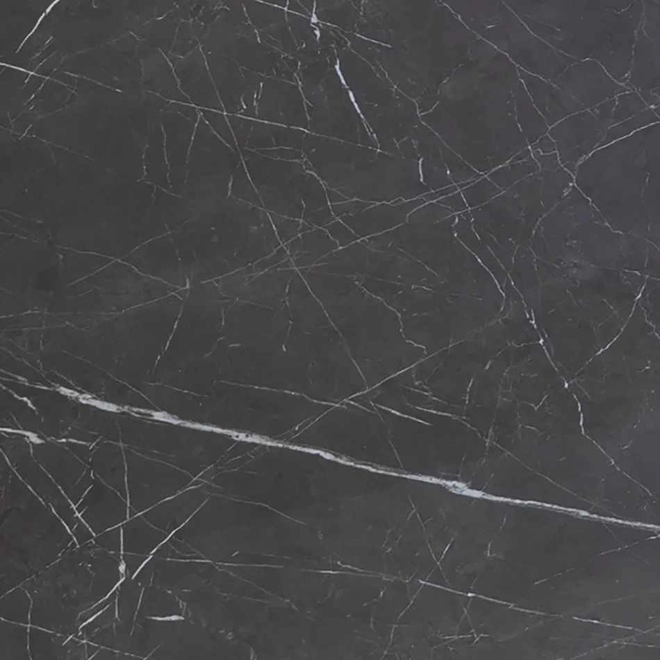 Elliptischer Esstisch aus Stahl und polierter Keramik Florim - Gelsino Viadurini