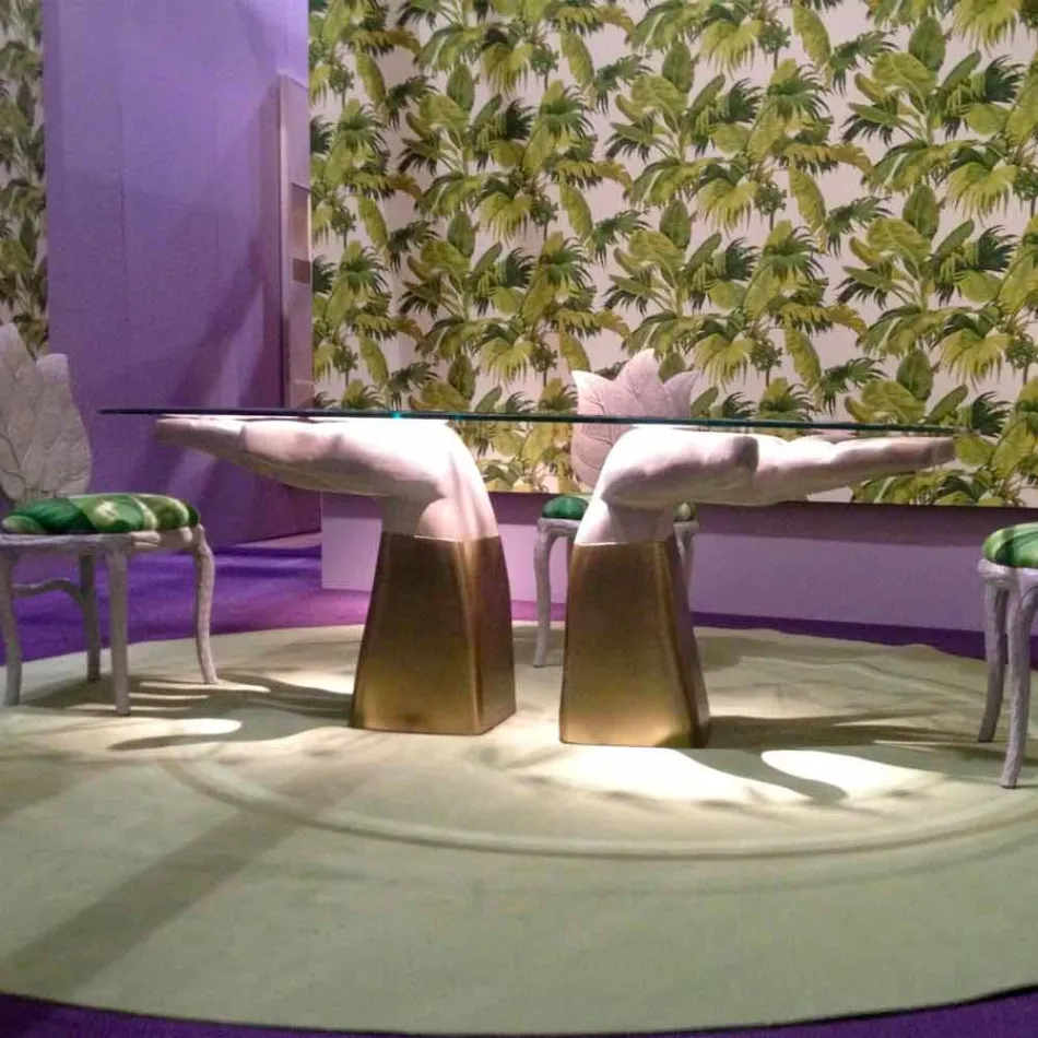 Esstisch aus Holz mit Glasplatte, Made in Italy, Bartolo Viadurini