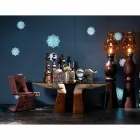 Esstisch aus Holz mit Glasplatte, Made in Italy, Bartolo Viadurini