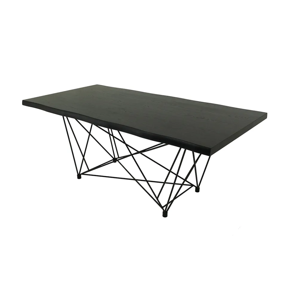 Esstisch aus furniertem Holz und Stahl, hergestellt in Italien – Ezzellino Viadurini