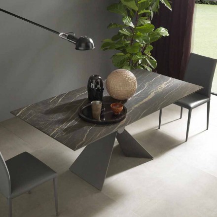 Esstisch aus Metall und Keramikplatte Made in Italy Design - Anaconda Viadurini