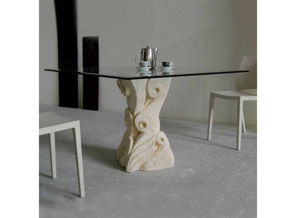 Stein Esstisch mit Glasplatte Design Giasone Viadurini